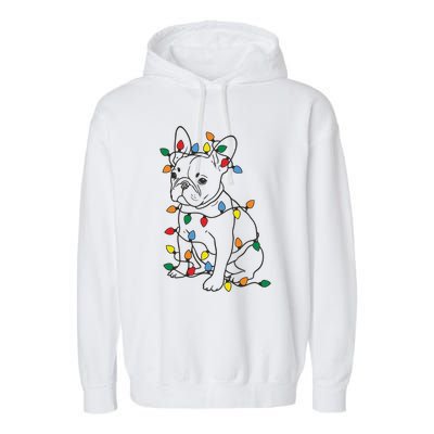 Christmas Dog French Bulldog Garment-Dyed Fleece Hoodie