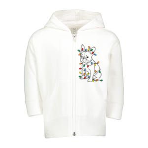 Christmas Dog French Bulldog Toddler Zip Fleece Hoodie