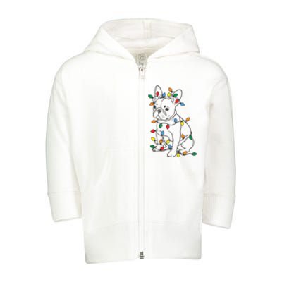 Christmas Dog French Bulldog Toddler Zip Fleece Hoodie