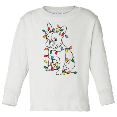 Christmas Dog French Bulldog Toddler Long Sleeve Shirt