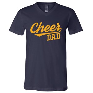 Cheer Dad Father Cheerleading Cheering Fathers Day V-Neck T-Shirt