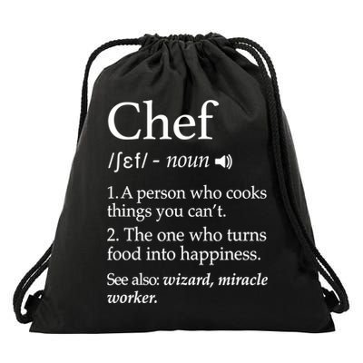 Chef Definition Funny Line Saying Cook Cooking Gifts Chefs TShirt Drawstring Bag