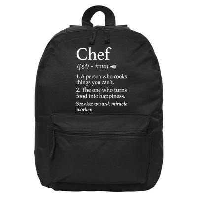 Chef Definition Funny Line Saying Cook Cooking Gifts Chefs TShirt 16 in Basic Backpack