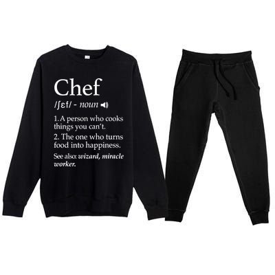 Chef Definition Funny Line Saying Cook Cooking Gifts Chefs TShirt Premium Crewneck Sweatsuit Set