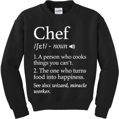 Chef Definition Funny Line Saying Cook Cooking Gifts Chefs TShirt Kids Sweatshirt