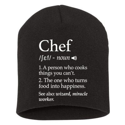 Chef Definition Funny Line Saying Cook Cooking Gifts Chefs TShirt Short Acrylic Beanie