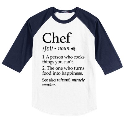 Chef Definition Funny Line Saying Cook Cooking Gifts Chefs TShirt Baseball Sleeve Shirt