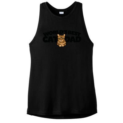 Cat Dad Funny Cat Person Humor Gift Ladies PosiCharge Tri-Blend Wicking Tank