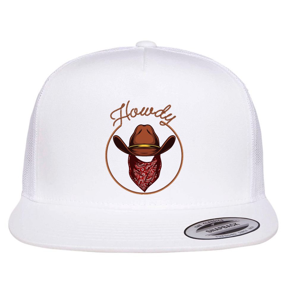 Cowboy Design For Rodeo Bull Rider Cowboy Flat Bill Trucker Hat
