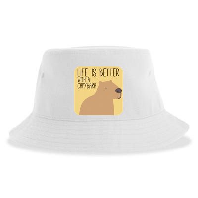 Capybara Design for Capibara Owner Cool Mammal  Sustainable Bucket Hat