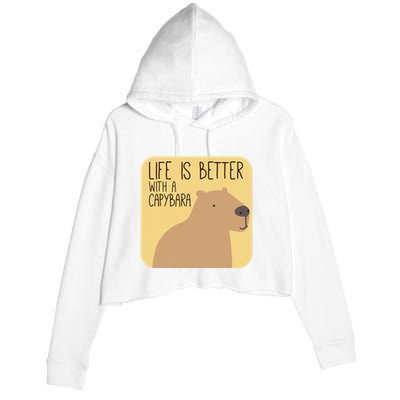 Capybara Design for Capibara Owner Cool Mammal  Crop Fleece Hoodie