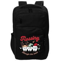 Christmas Dentist Flossing Through The Snow Dental Santa Claus Reindeer Impact Tech Backpack