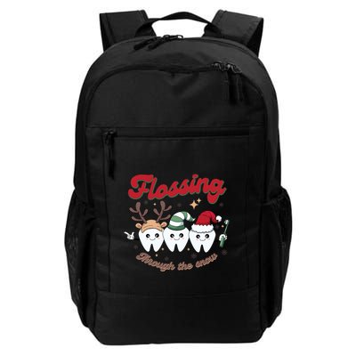 Christmas Dentist Flossing Through The Snow Dental Santa Claus Reindeer Backpack