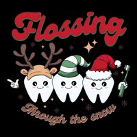 Christmas Dentist Flossing Through The Snow Dental Santa Claus Reindeer 7-Panel Snapback Hat