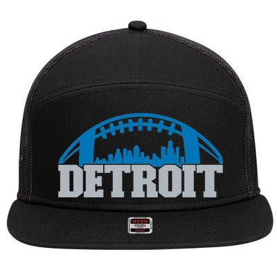 Cool Detroit Football With City 7 Panel Mesh Trucker Snapback Hat