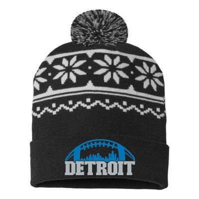 Cool Detroit Football With City USA-Made Snowflake Beanie