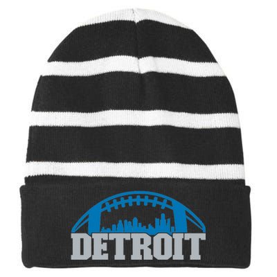 Cool Detroit Football With City Striped Beanie with Solid Band