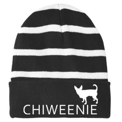 Chiweenie Dog Funny Logo Striped Beanie with Solid Band