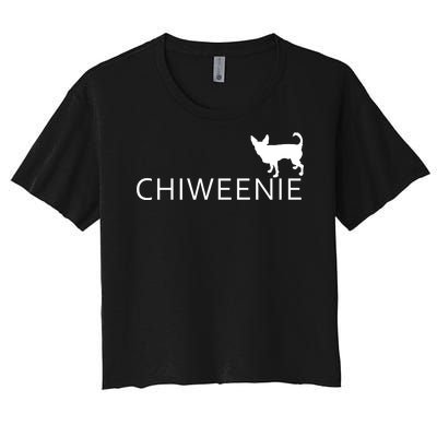 Chiweenie Dog Funny Logo Women's Crop Top Tee