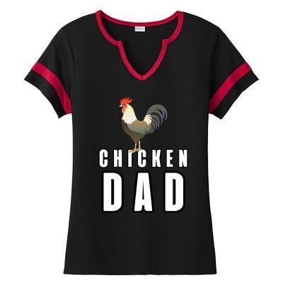 Chicken Dad Farmer Ladies Halftime Notch Neck Tee