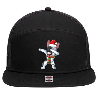 Cute Dabbing French Bulldog Christmas Hat Adults Xmas Gift 7 Panel Mesh Trucker Snapback Hat