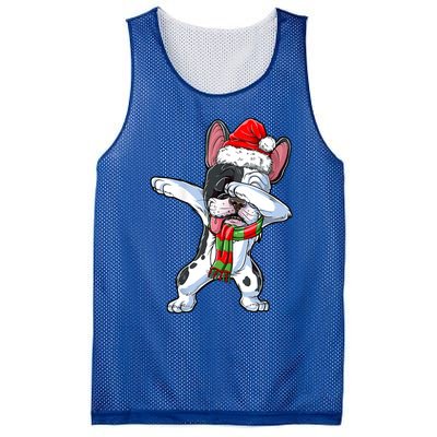 Cute Dabbing French Bulldog Christmas Hat Adults Xmas Gift Mesh Reversible Basketball Jersey Tank