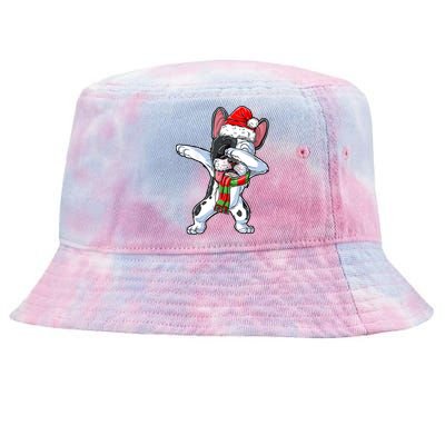 Cute Dabbing French Bulldog Christmas Hat Adults Xmas Gift Tie-Dyed Bucket Hat