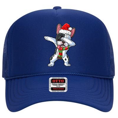 Cute Dabbing French Bulldog Christmas Hat Adults Xmas Gift High Crown Mesh Back Trucker Hat