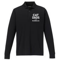 Cat Dads For Kamala President Harris Democrat Vote Blue 2024 Performance Long Sleeve Polo