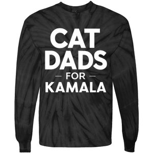 Cat Dads For Kamala President Harris Democrat Vote Blue 2024 Tie-Dye Long Sleeve Shirt