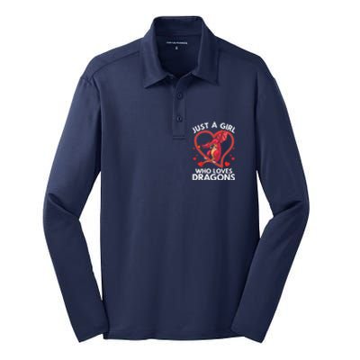 Cool Dragon For Wo Girl Dragons Mythical Dragon Lovers Silk Touch Performance Long Sleeve Polo