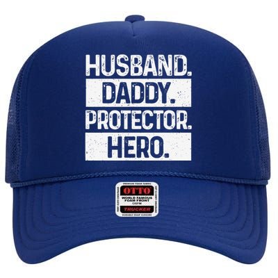 Cool Daddy For Dad Husband Hero Protector Male Parent High Crown Mesh Back Trucker Hat