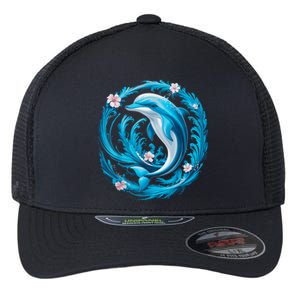 Cute Dolphin Floral Flexfit Unipanel Trucker Cap