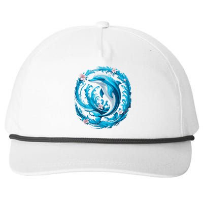 Cute Dolphin Floral Snapback Five-Panel Rope Hat