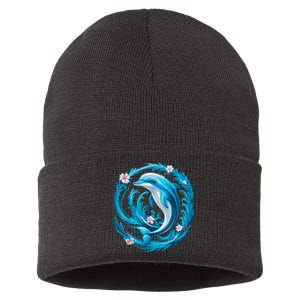 Cute Dolphin Floral Sustainable Knit Beanie