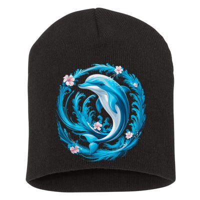 Cute Dolphin Floral Short Acrylic Beanie