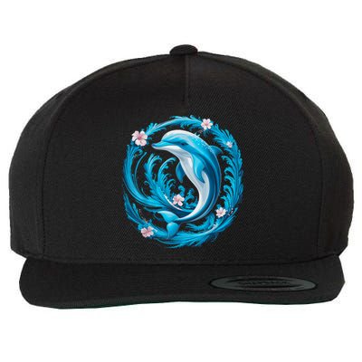 Cute Dolphin Floral Wool Snapback Cap