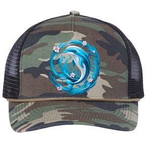 Cute Dolphin Floral Retro Rope Trucker Hat Cap