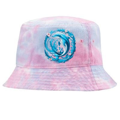 Cute Dolphin Floral Tie-Dyed Bucket Hat