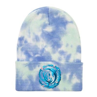 Cute Dolphin Floral Tie Dye 12in Knit Beanie