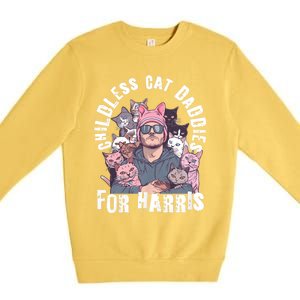 Cat Daddies For Harris Vote Hat Feminist Cat Dad Premium Crewneck Sweatshirt