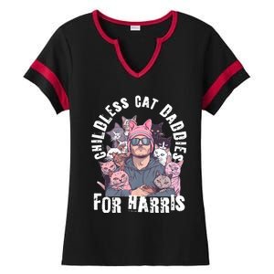 Cat Daddies For Harris Vote Hat Feminist Cat Dad Ladies Halftime Notch Neck Tee