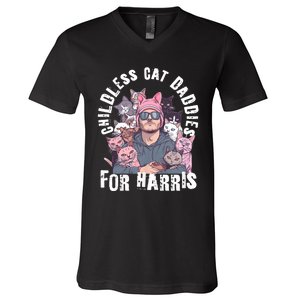 Cat Daddies For Harris Vote Hat Feminist Cat Dad V-Neck T-Shirt