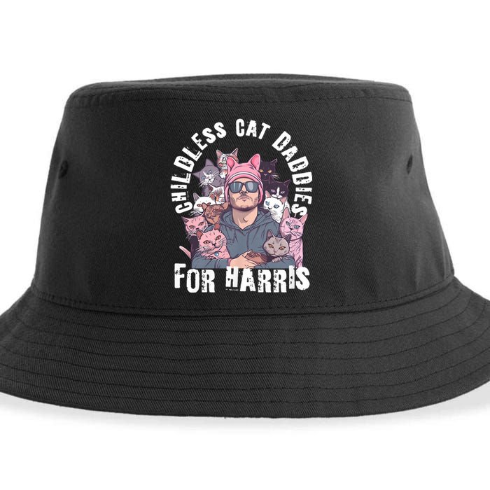 Cat Daddies For Harris Vote Hat Feminist Cat Dad Sustainable Bucket Hat