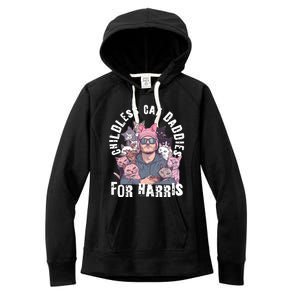 Cat Daddies For Harris Vote Hat Feminist Cat Dad Women's Fleece Hoodie