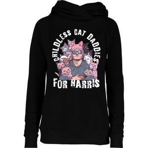 Cat Daddies For Harris Vote Hat Feminist Cat Dad Womens Funnel Neck Pullover Hood