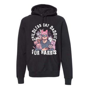 Cat Daddies For Harris Vote Hat Feminist Cat Dad Premium Hoodie