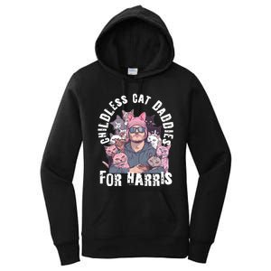 Cat Daddies For Harris Vote Hat Feminist Cat Dad Women's Pullover Hoodie