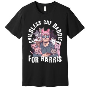 Cat Daddies For Harris Vote Hat Feminist Cat Dad Premium T-Shirt