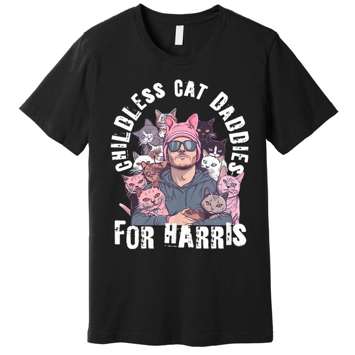 Cat Daddies For Harris Vote Hat Feminist Cat Dad Premium T-Shirt